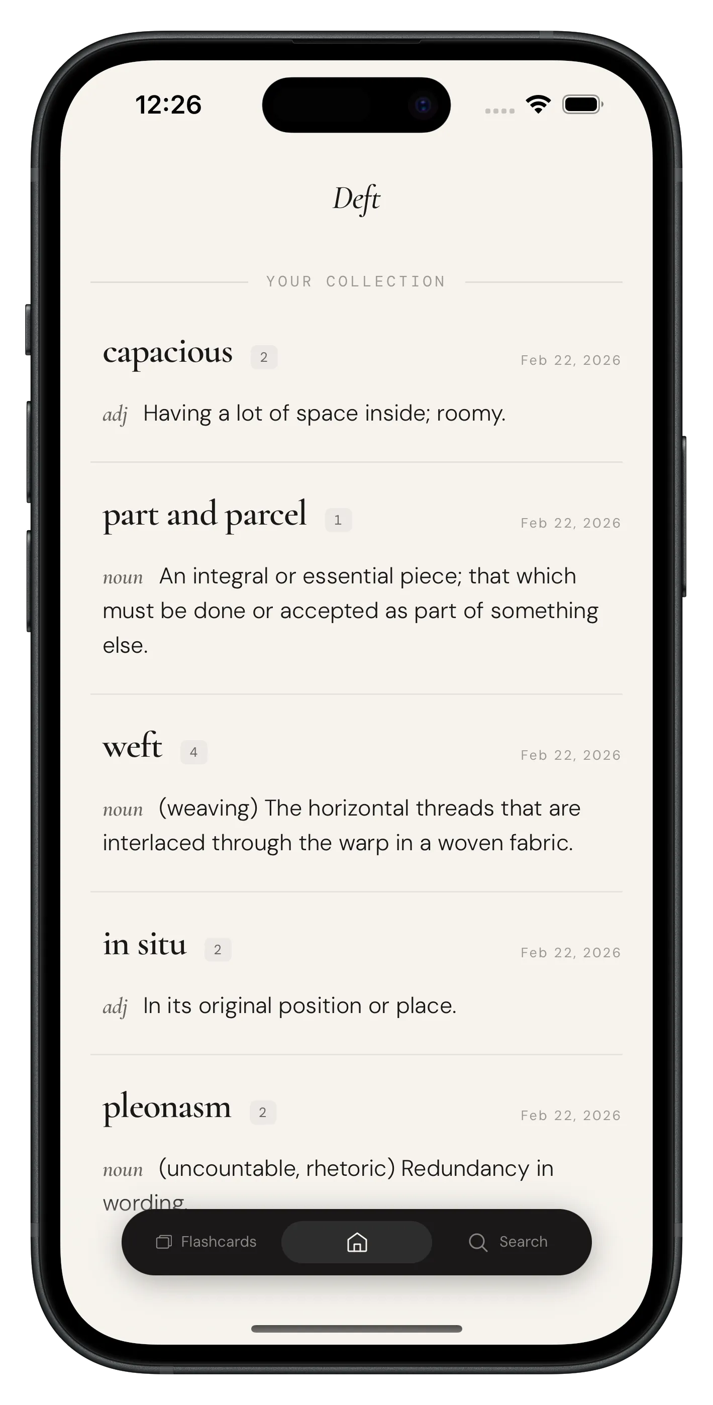 Vocabulary builder interface